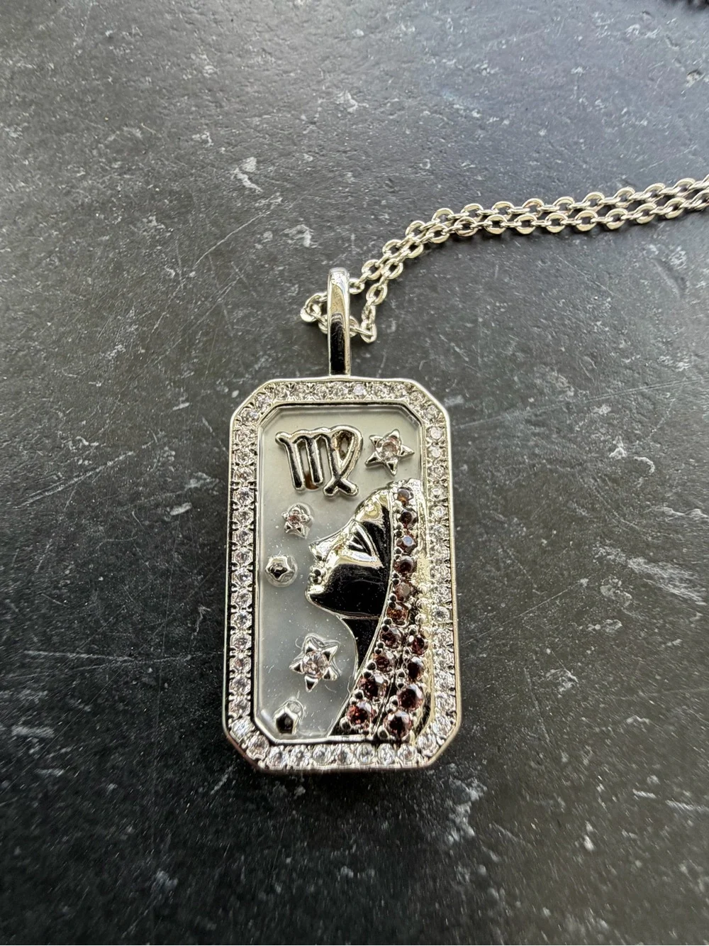 Zodiac Amulet Silver Virgo Pendant Necklace adjustable length